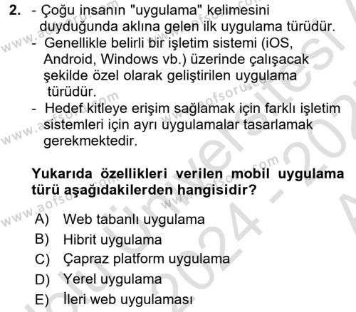 Mobil Uygulama Geliştirme Dersi 2024 - 2025 Yılı (Vize) Ara Sınavı 2. Soru