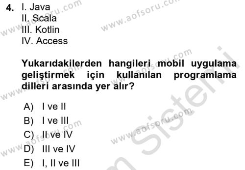 Mobil Uygulama Geliştirme Dersi 2024 - 2025 Yılı (Vize) Ara Sınavı 4. Soru