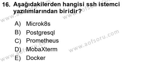 Unix Sistem Yönetimi Dersi 2022 - 2023 Yılı (Vize) Ara Sınavı 16. Soru