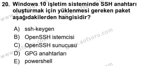 Unix Sistem Yönetimi Dersi 2022 - 2023 Yılı (Vize) Ara Sınavı 20. Soru