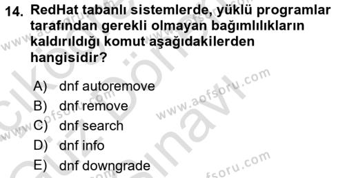 Unix Sistem Yönetimi Dersi 2022 - 2023 Yılı (Final) Dönem Sonu Sınavı 14. Soru