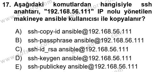 Unix Sistem Yönetimi Dersi 2022 - 2023 Yılı (Final) Dönem Sonu Sınavı 17. Soru