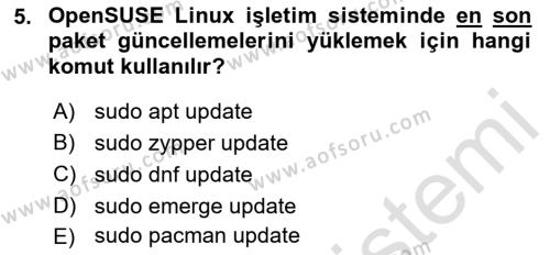 Unix Sistem Yönetimi Dersi 2022 - 2023 Yılı (Final) Dönem Sonu Sınavı 5. Soru