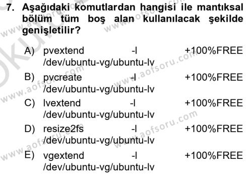 Unix Sistem Yönetimi Dersi 2022 - 2023 Yılı Yaz Okulu Sınavı 7. Soru