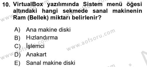 Unix Sistem Yönetimi Dersi 2023 - 2024 Yılı (Vize) Ara Sınavı 10. Soru