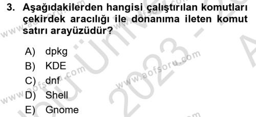 Unix Sistem Yönetimi Dersi 2023 - 2024 Yılı (Vize) Ara Sınavı 3. Soru