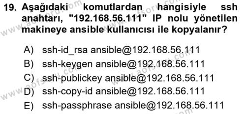 Unix Sistem Yönetimi Dersi 2023 - 2024 Yılı (Final) Dönem Sonu Sınavı 19. Soru