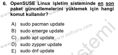 Unix Sistem Yönetimi Dersi 2023 - 2024 Yılı (Final) Dönem Sonu Sınavı 6. Soru