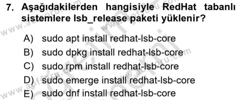 Unix Sistem Yönetimi Dersi 2023 - 2024 Yılı (Final) Dönem Sonu Sınavı 7. Soru