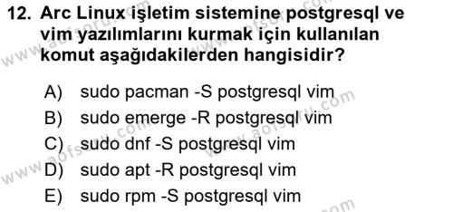 Unix Sistem Yönetimi Dersi 2023 - 2024 Yılı Yaz Okulu Sınavı 12. Soru