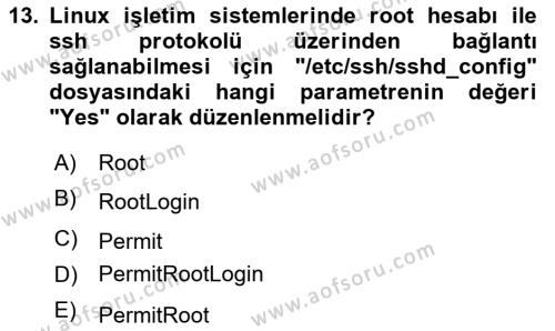 Unix Sistem Yönetimi Dersi 2023 - 2024 Yılı Yaz Okulu Sınavı 13. Soru