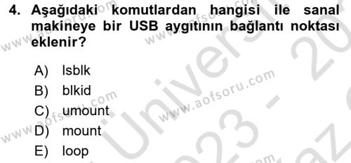 Unix Sistem Yönetimi Dersi 2023 - 2024 Yılı Yaz Okulu Sınavı 4. Soru