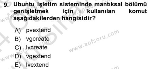 Unix Sistem Yönetimi Dersi 2023 - 2024 Yılı Yaz Okulu Sınavı 9. Soru