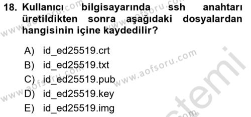 Unix Sistem Yönetimi Dersi 2024 - 2025 Yılı (Vize) Ara Sınavı 18. Soru