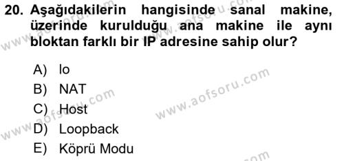 Unix Sistem Yönetimi Dersi 2024 - 2025 Yılı (Vize) Ara Sınavı 20. Soru