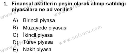 Bankalarda Kredi Yönetimi Dersi 2024 - 2025 Yılı (Vize) Ara Sınavı 1. Soru