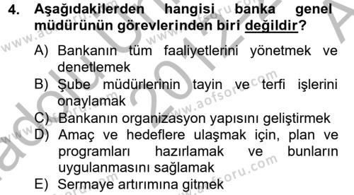 Banka Ve Sigorta Muhasebesi Dersi 2012 - 2013 Yılı (Vize) Ara Sınavı 4. Soru