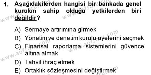 Banka Ve Sigorta Muhasebesi Dersi 2013 - 2014 Yılı (Vize) Ara Sınavı 1. Soru