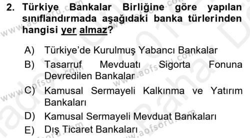 Banka Ve Sigorta Muhasebesi Dersi 2018 - 2019 Yılı (Vize) Ara Sınavı 2. Soru