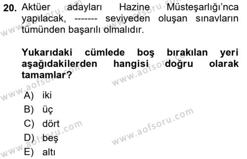 Hayat Sigortaları Ve Bireysel Emeklilik Sistemi Dersi 2024 - 2025 Yılı (Vize) Ara Sınavı 20. Soru