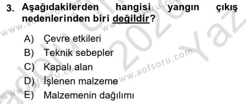 Hayat Dışı Sigortalar Dersi 2020 - 2021 Yılı Yaz Okulu Sınavı 3. Soru