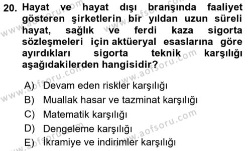 Katılım, Kalkınma Ve Yatırım Bankacılığı Dersi 2020 - 2021 Yılı Yaz Okulu Sınavı 20. Soru