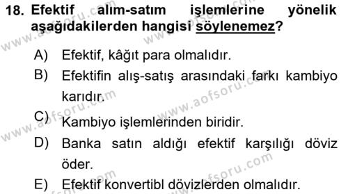 Banka ve Sigorta Muhasebesine Giriş Dersi 2021 - 2022 Yılı (Vize) Ara Sınavı 18. Soru