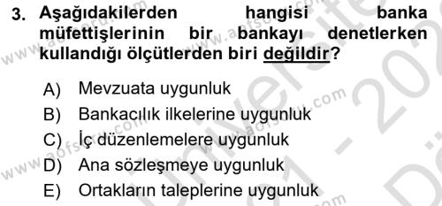 Banka ve Sigorta Muhasebesine Giriş Dersi 2021 - 2022 Yılı (Vize) Ara Sınavı 3. Soru