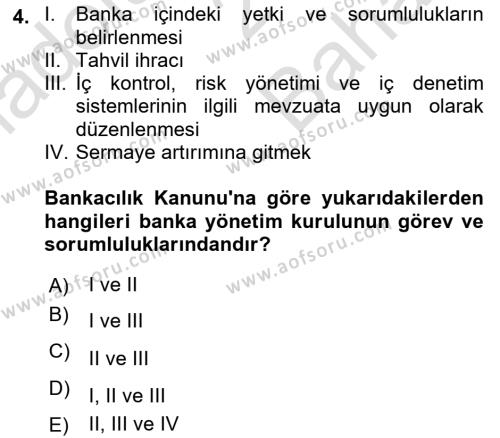 Banka ve Sigorta Muhasebesine Giriş Dersi 2021 - 2022 Yılı (Vize) Ara Sınavı 4. Soru