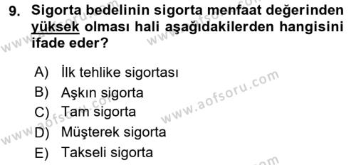 Banka ve Sigorta Muhasebesine Giriş Dersi 2023 - 2024 Yılı (Final) Dönem Sonu Sınavı 9. Soru