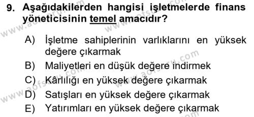 Bürolarda Temel Kavramlar Dersi 2018 - 2019 Yılı 3 Ders Sınavı 9. Soru