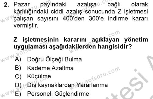 Bürolarda Temel Kavramlar Dersi 2018 - 2019 Yılı Yaz Okulu Sınavı 2. Soru