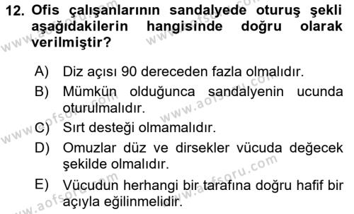 Bürolarda Temel Kavramlar Dersi 2019 - 2020 Yılı (Final) Dönem Sonu Sınavı 12. Soru