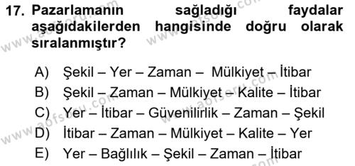 Bürolarda Temel Kavramlar Dersi 2021 - 2022 Yılı (Vize) Ara Sınavı 17. Soru