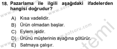 Bürolarda Temel Kavramlar Dersi 2021 - 2022 Yılı (Vize) Ara Sınavı 18. Soru