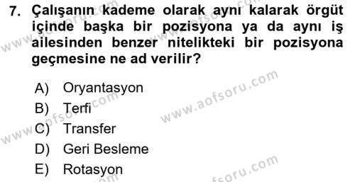 Bürolarda Temel Kavramlar Dersi 2021 - 2022 Yılı (Vize) Ara Sınavı 7. Soru