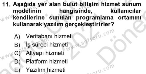 Bürolarda Temel Kavramlar Dersi 2021 - 2022 Yılı (Final) Dönem Sonu Sınavı 11. Soru