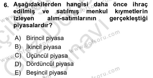 Bürolarda Temel Kavramlar Dersi 2021 - 2022 Yılı (Final) Dönem Sonu Sınavı 6. Soru