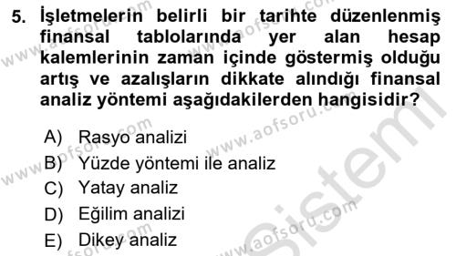 Bürolarda Temel Kavramlar Dersi 2021 - 2022 Yılı Yaz Okulu Sınavı 5. Soru