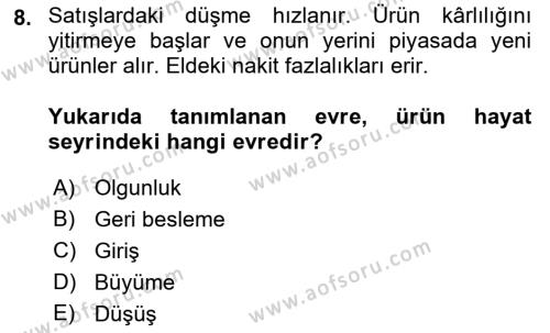 Bürolarda Temel Kavramlar Dersi 2021 - 2022 Yılı Yaz Okulu Sınavı 8. Soru