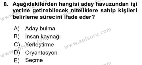 Bürolarda Temel Kavramlar Dersi 2022 - 2023 Yılı (Vize) Ara Sınavı 8. Soru