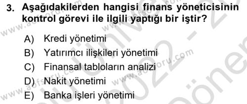 Bürolarda Temel Kavramlar Dersi 2022 - 2023 Yılı (Final) Dönem Sonu Sınavı 3. Soru