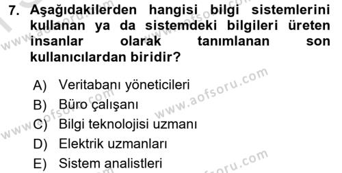 Bürolarda Temel Kavramlar Dersi 2022 - 2023 Yılı (Final) Dönem Sonu Sınavı 7. Soru