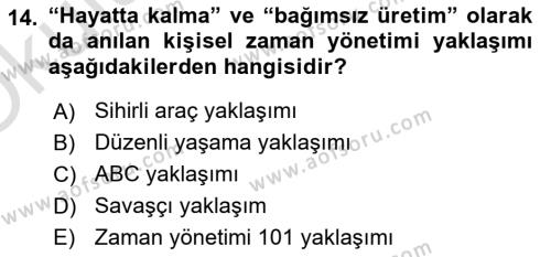 Bürolarda Temel Kavramlar Dersi 2022 - 2023 Yılı Yaz Okulu Sınavı 14. Soru