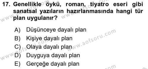 Bürolarda Temel Kavramlar Dersi 2022 - 2023 Yılı Yaz Okulu Sınavı 17. Soru