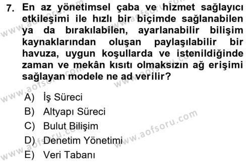 Bürolarda Temel Kavramlar Dersi 2022 - 2023 Yılı Yaz Okulu Sınavı 7. Soru