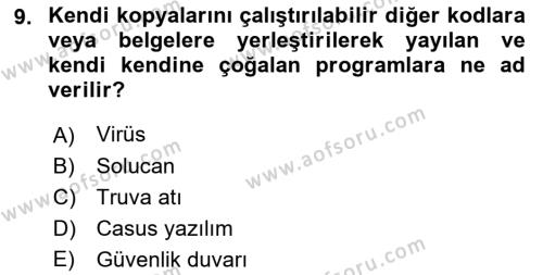 İş Hayatında Standartlar Dersi 2017 - 2018 Yılı 3 Ders Sınavı 9. Soru