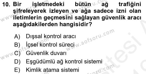 İş Hayatında Standartlar Dersi 2018 - 2019 Yılı (Final) Dönem Sonu Sınavı 10. Soru