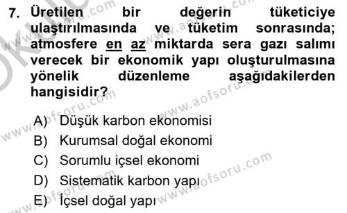 İş Hayatında Standartlar Dersi 2018 - 2019 Yılı Yaz Okulu Sınavı 7. Soru