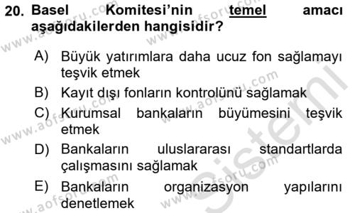 İş Hayatında Standartlar Dersi 2021 - 2022 Yılı (Final) Dönem Sonu Sınavı 20. Soru